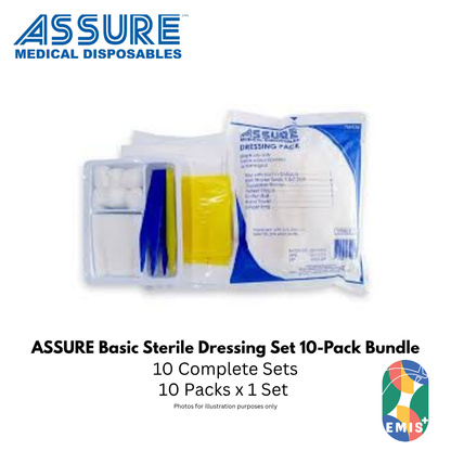 ASSURE Basic Dressing Set Bundle of 10 – Sterile Disposable Dressing Pack - view 2