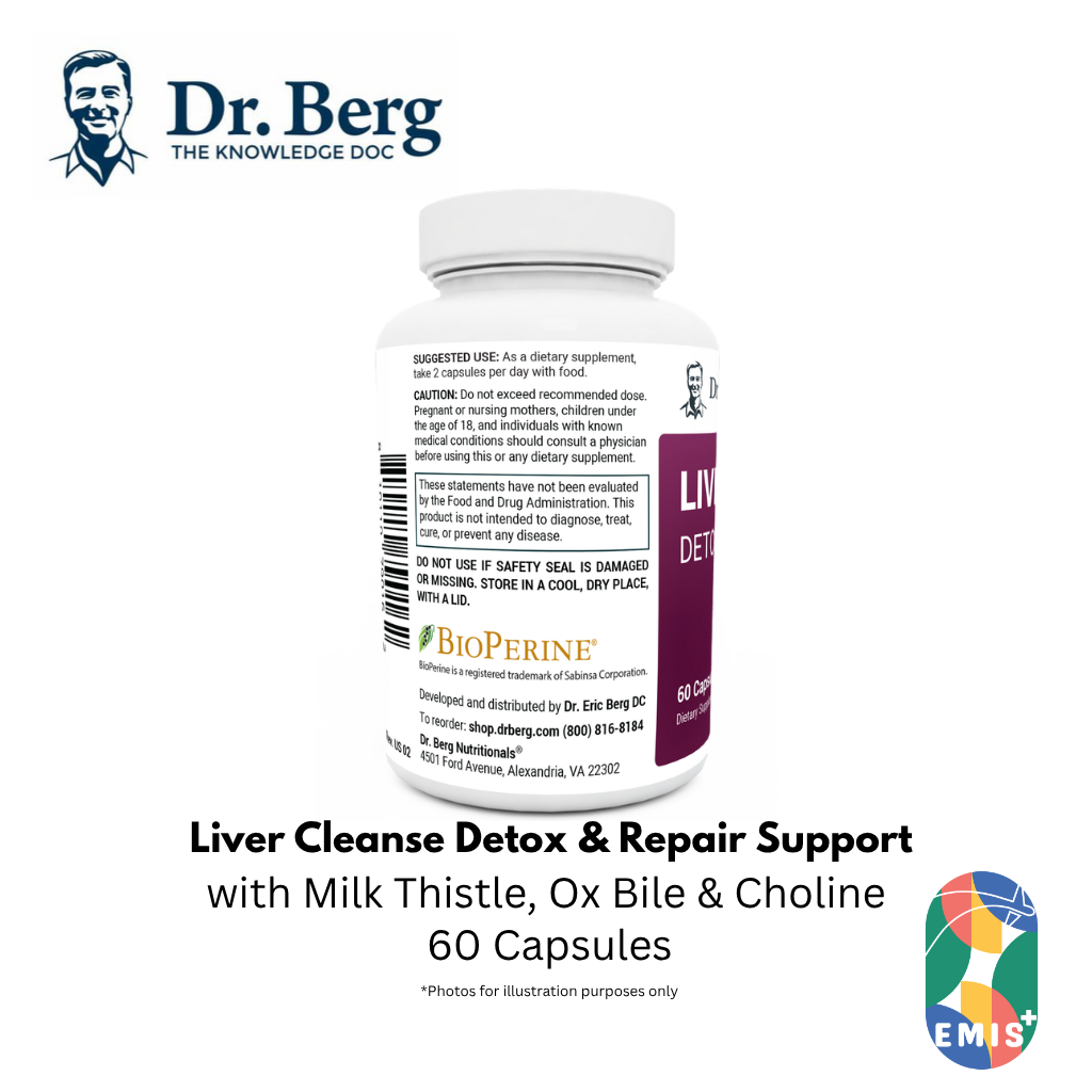 Dr. Berg Liver Cleanse Detox & Repair with Milk Thistle, Ox Bile & Choline - 60 Capsules | Singapore | EMIS+