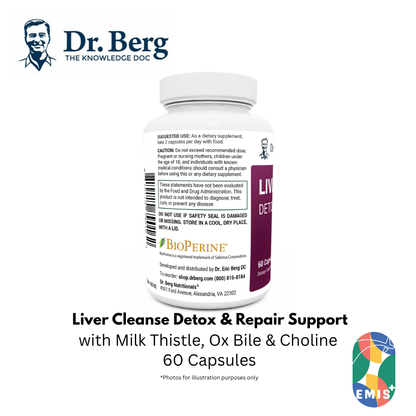 Dr. Berg Liver Cleanse Detox & Repair with Milk Thistle, Ox Bile & Choline - 60 Capsules | Singapore | EMIS+