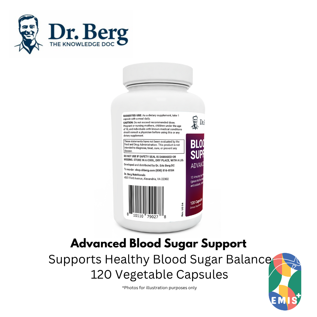 Dr. Berg Advanced Blood Sugar Support: Chromium & Potassium Formula (120 Veggie Caps) | Singapore | EMIS+