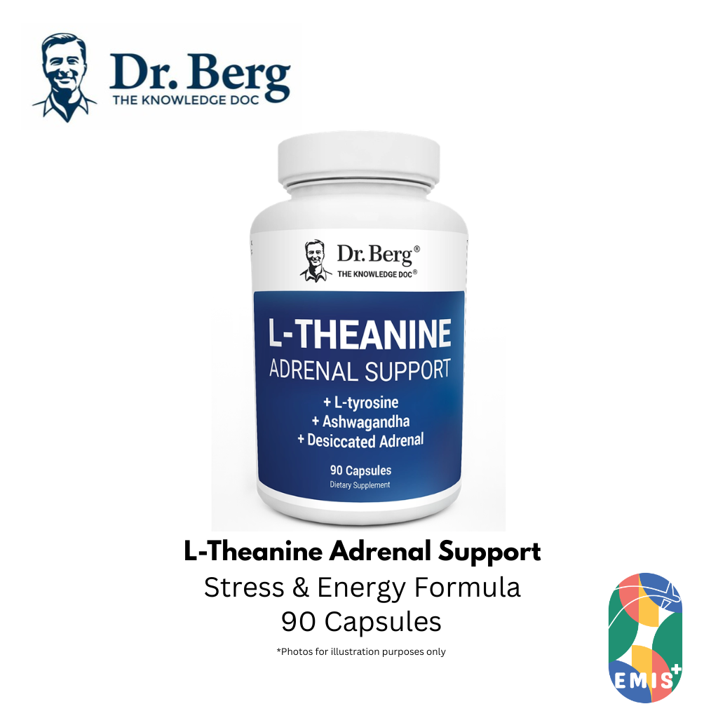 Dr. Berg L-Theanine Adrenal Support - Stress & Energy Formula (90 Capsules) – buy online from EMIS+ Singapore medical supplies