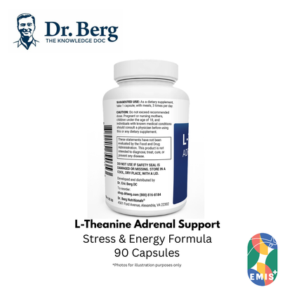 Dr. Berg L-Theanine Adrenal Support - Stress & Energy Formula (90 Capsules) product image 4 – EMIS+ Singapore