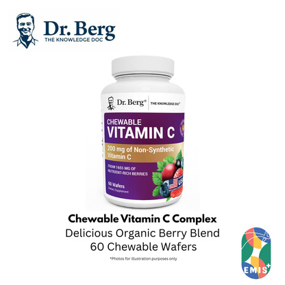Dr. Berg Chewable Vitamin C Complex: Delicious Organic Berry Blend - 60 Wafers – buy online from EMIS+ Singapore medical supplies