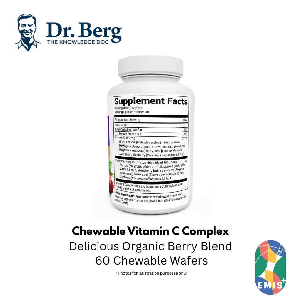 Dr. Berg Chewable Vitamin C Complex: Delicious Organic Berry Blend - 60 Wafers product image 3 – EMIS+ Singapore