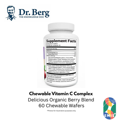 Dr. Berg Chewable Vitamin C Complex: Delicious Organic Berry Blend - 60 Wafers product image 3 – EMIS+ Singapore