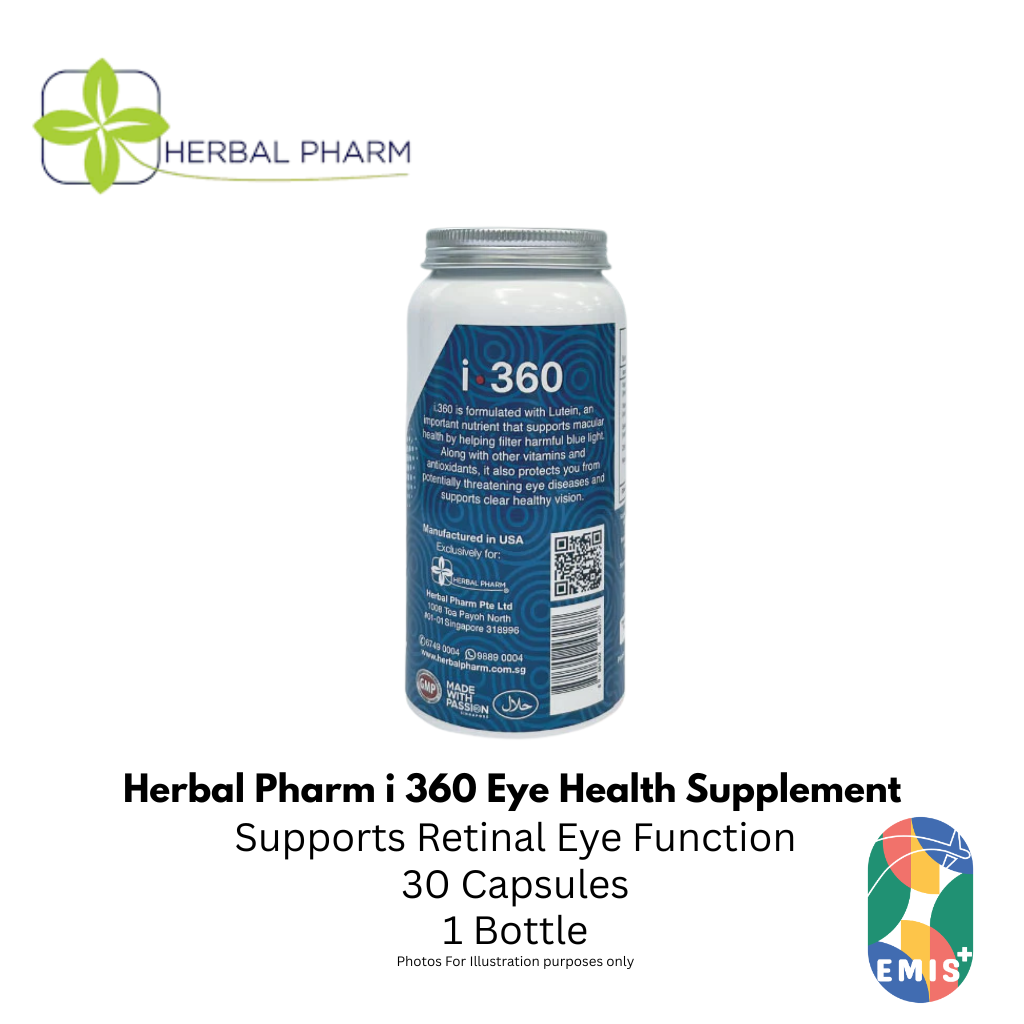 Herbal Pharm i 360 Eye Health Supplement with Lutein and Zeaxanthin 30 V Capsules – Buy in Singapore | EMIS+ Medical Supplies