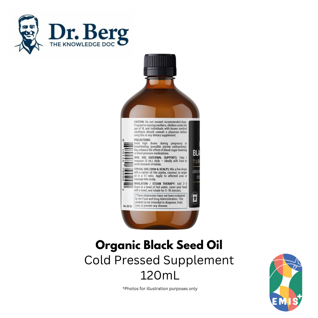 Dr Berg Organic Black Seed Oil 4 fl oz Nigella Sativa Cold Pressed Supplement – product image 2 | EMIS+ Singapore