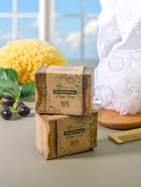 Herbal Pharm Traditional Aleppo Soap 16% Laurel Oil 200g - Herbal Pharm Singapore