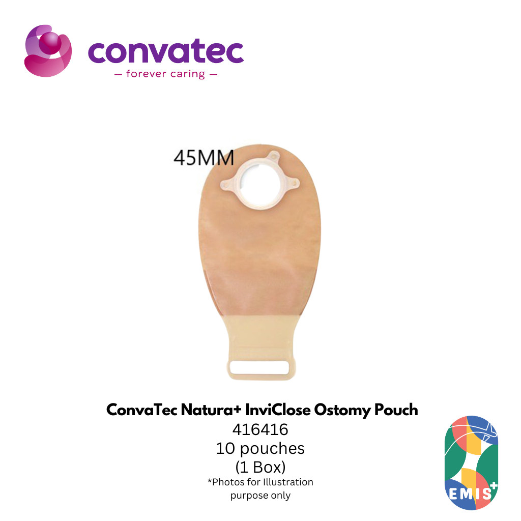 ConvaTec Natura+ InviClose Ostomy Pouch – Clear, 45mm (416416) | Drainable Pouch with Anti Clogging Filter & Clip Less Tail C