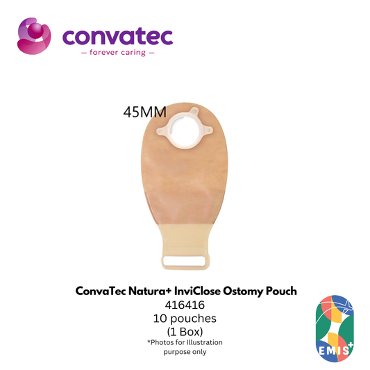 ConvaTec Natura+ InviClose Ostomy Pouch – Clear, 45mm (416416) | Drainable Pouch with Anti Clogging Filter & Clip Less Tail C