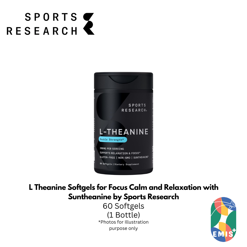 L Theanine Softgels for Focus Calm and Relaxation with Suntheanine by Sports Research