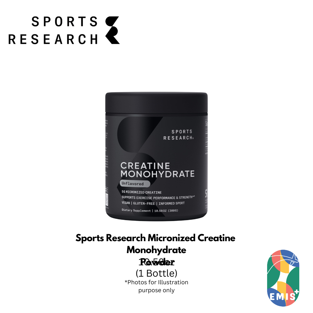 Sports Research Micronized Creatine Monohydrate Powder for Muscle Growth Strength Performance and Workout Recovery 5 Grams Pe
