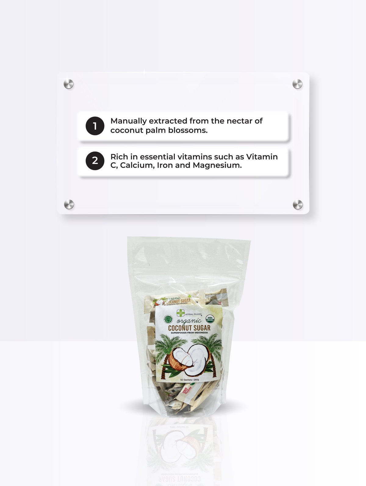 Herbal Pharm Organic Coconut Sugar Sachets 5g x 52 Sachets - Herbal Pharm Singapore