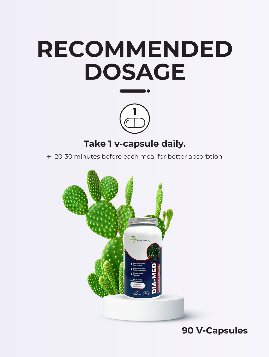 Herbal Pharm Dia-Med Nopal Cactus, 90 V-Capsules