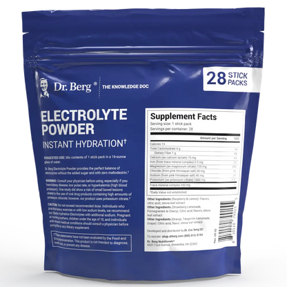 Dr. Berg Total Hydration Electrolyte Powder Variety Pack - 28 Stick Packs (Boost Energy & Keto Support)
