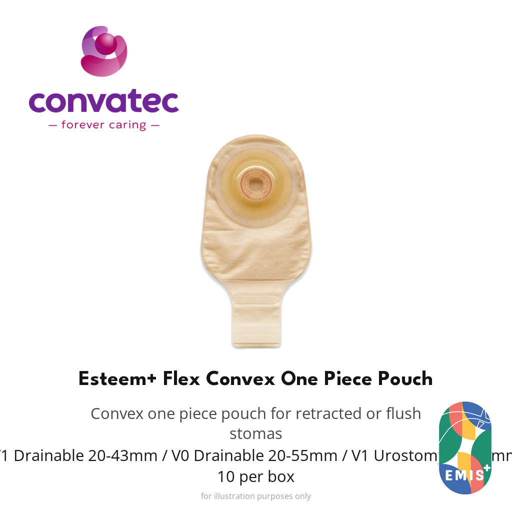 ConvaTec Esteem+ Flex Convex One Piece Pouch, Cut to Fit