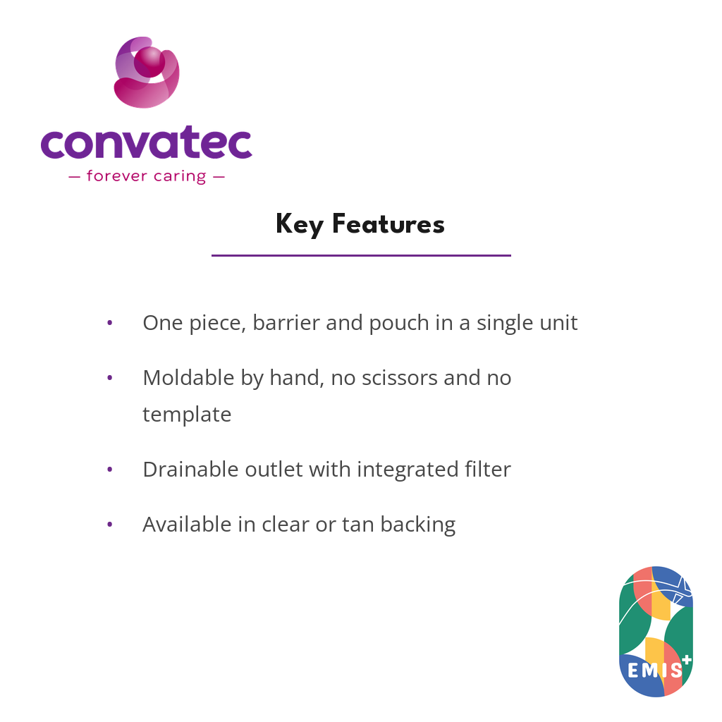 ConvaTec Esteem+ One Piece Moldable Drainable Pouch with Filter key features