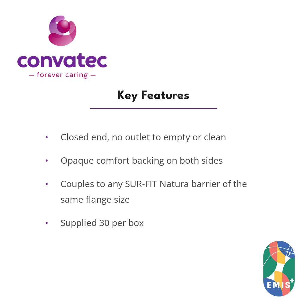 ConvaTec Natura Two Piece Closed End Ostomy Pouch, Opaque key features