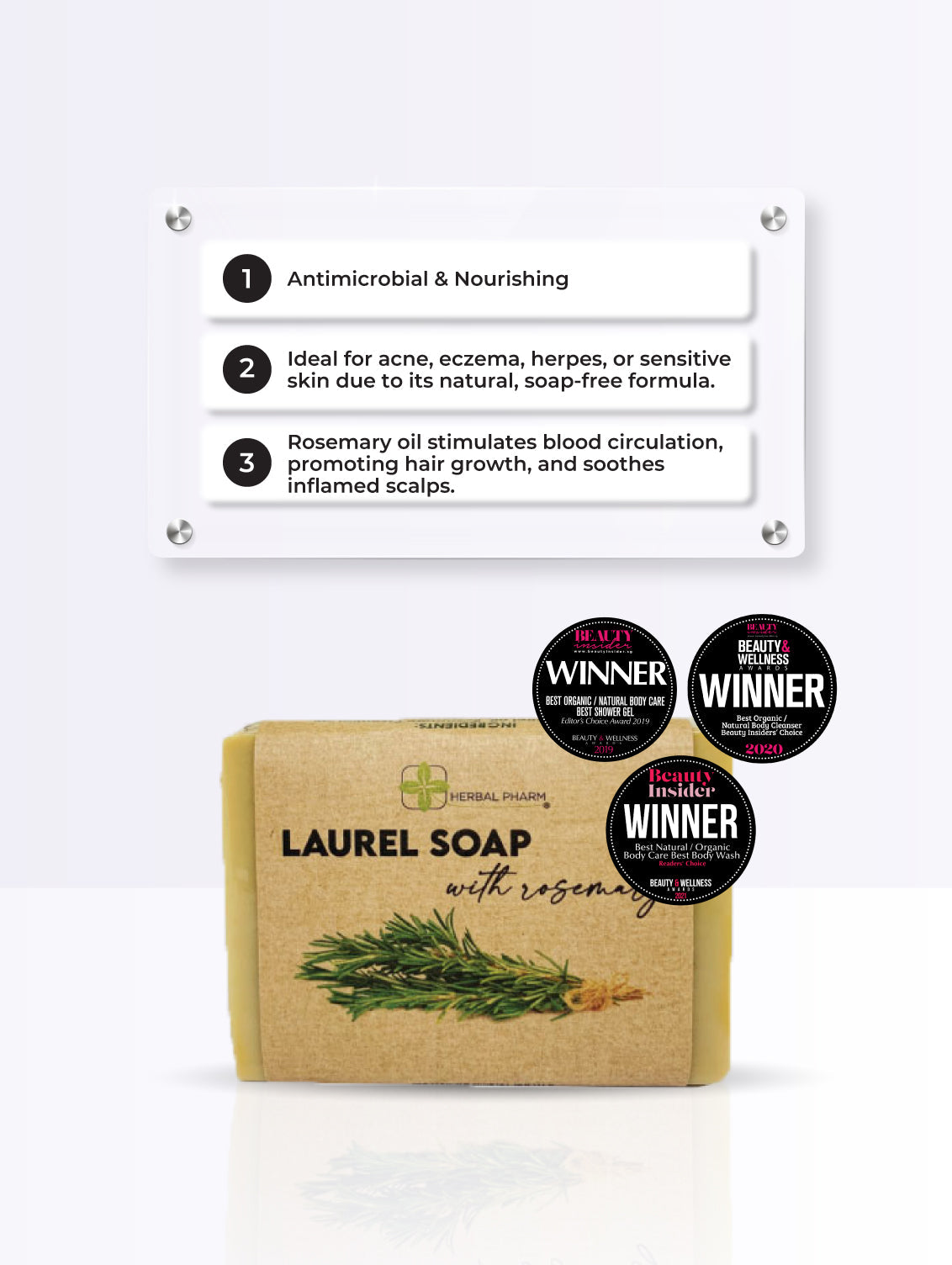 Herbal Pharm Aleppo Laurel Soap with Rosemary 125g - Herbal Pharm Singapore