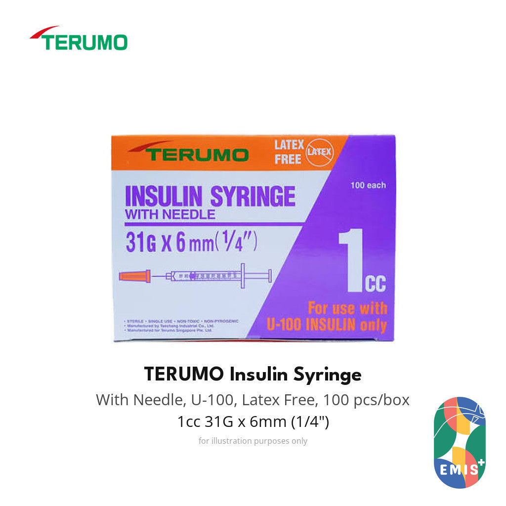[100s] Terumo Insulin Syringe 1mL 31G x 6mm U-100 Sterile with Needle EMIS+