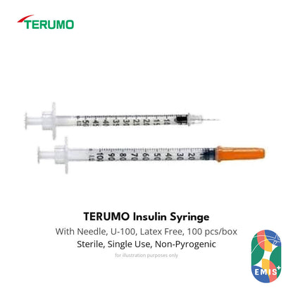 [100s] Terumo Insulin Syringe 0.5mL 31G x 6mm U-100 Sterile with Needle EMIS+