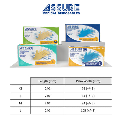 [Bundle of 3] ASSURE Soft Nitrile Gloves Lite Powder-Free Blue 100 Pce/Box