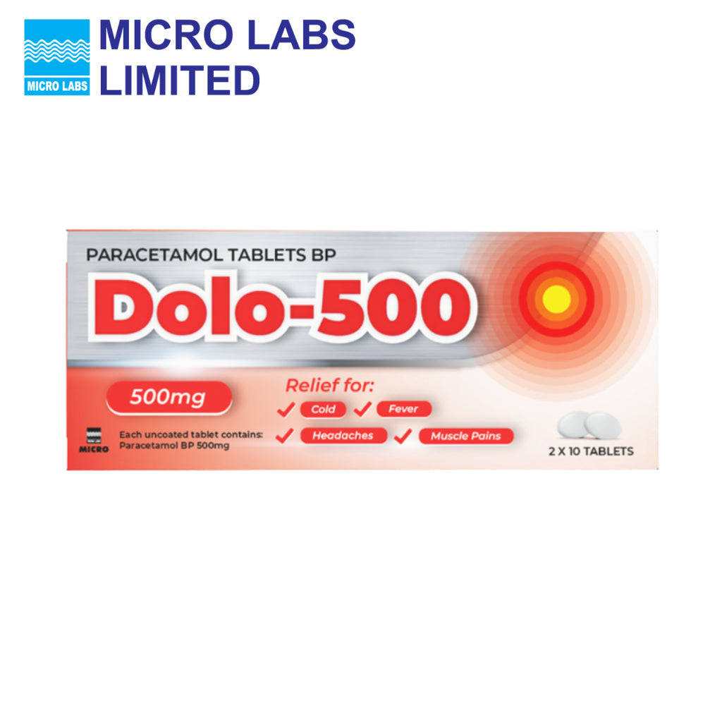 Dolo 500 Paracetamol Tablets 500mg 20 Tablets